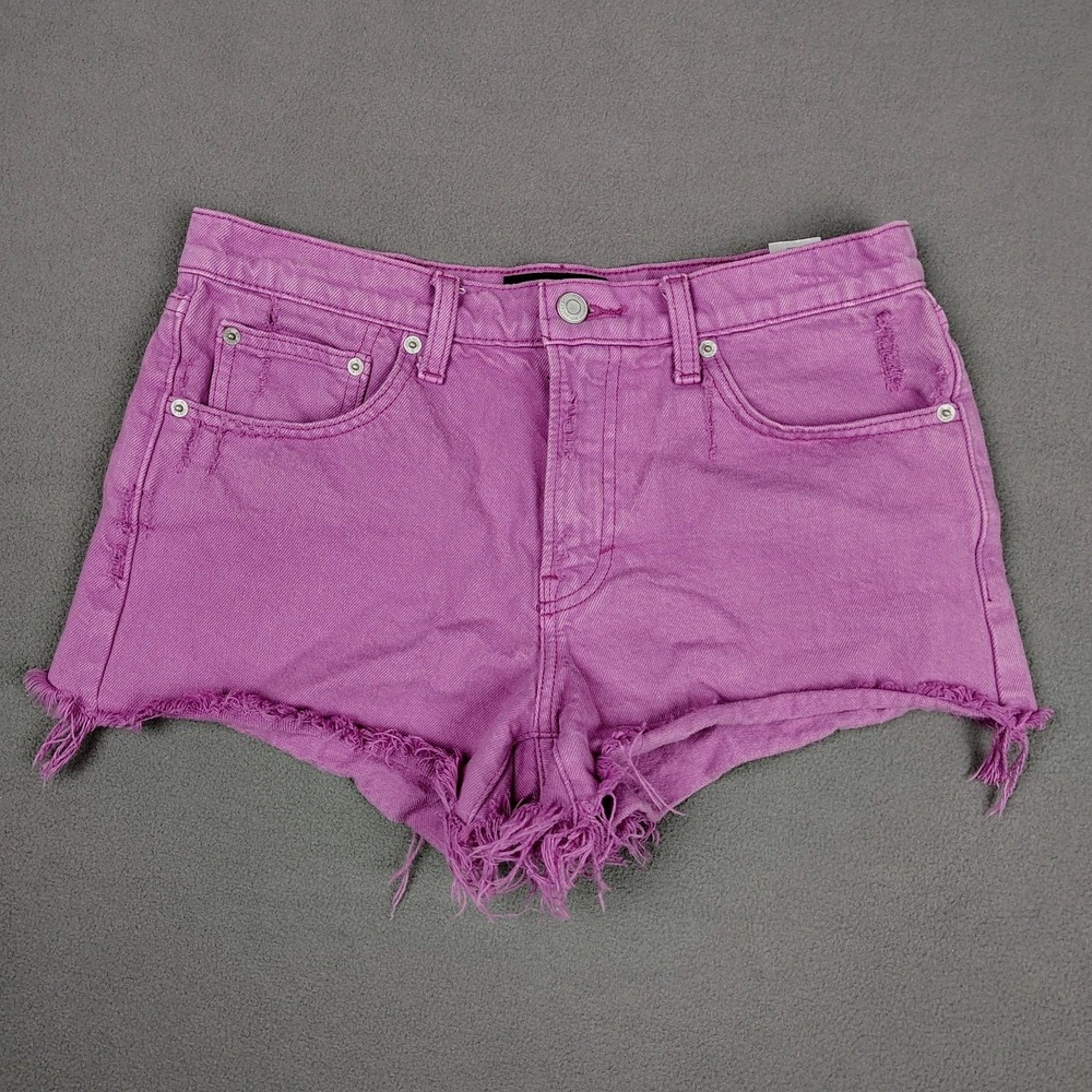 Lucky Brand Denim Shorts Size 6/28 Fuchsia Mid Rise Cutoff Relaxed Fit Beach EC‎